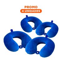Pack4 Apoyo de Cuello para Viaje con Textura Terciopelo y Color Azul Y+Regalo Sticker