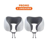 Pack2 Almohada de Cuello para Descanso en Viaje Terciopelo Plomo con Espuma Viscoelastica