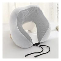 Cojin de Viaje para Cuello con Terciopelo Plomo y Relleno Espuma Viscoelastica Y+Papel Regalo