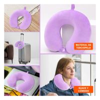 Cojin de Cuello para Viajar en Terciopelo Suave con Color Lila Confortable