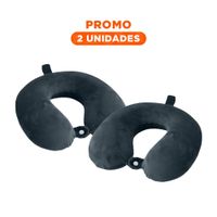Pack2 Almohada de Cuello para Viaje con Textura Terciopelo y Color Plomo