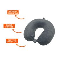 Cojin de Cuello Terciopelo Plomo para Viajar con Soporte Agradable Y+Ligas Regalo
