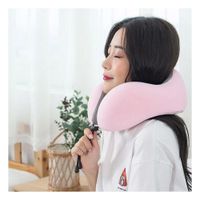 Cojin de Viaje para Cuello con Terciopelo Rosado y Relleno Espuma Viscoelastica Y+Papel Regalo