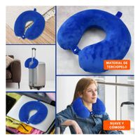 Cojin de Cuello para Viajar en Terciopelo Suave con Color Azul Confortable