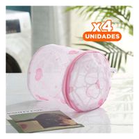 Pack4 Cobertor Malla Lavado Ropa Forma Cilindro Blanco con Corazones Fino Diario Y+Papel Regalo
