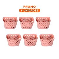 Pack6 Organizador Durable Cuadrado con Ganchos para Ropa Rosado Claro para Dormitorio