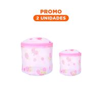 Pack2 Saco Malla Protectora Ropa Estilo Cilindro Blanco con Flores Seguro