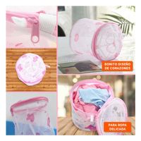Funda Malla para Lavar Ropa Diseno Cilindro Blanco con Corazones Suave