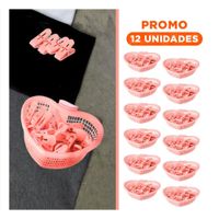 Pack12 Cesto Durable Rosado Claro en Forma de Corazon para Guardar Ganchos Y+Regalo Sticker