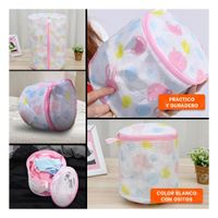 Funda Malla para Lavar Ropa Diseno Cilindro Blanco con Ositos Suave Hogar