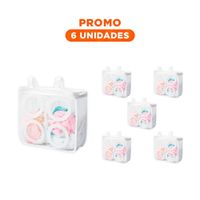 Pack6 Organizador Malla Protectora Ropa Diseno Cilindro Blanco con Rosas Delicado