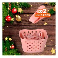 Pack2 Contenedor Cuadrado con Ganchos Rosado Claro para Ropa Y+Regalo Sticker