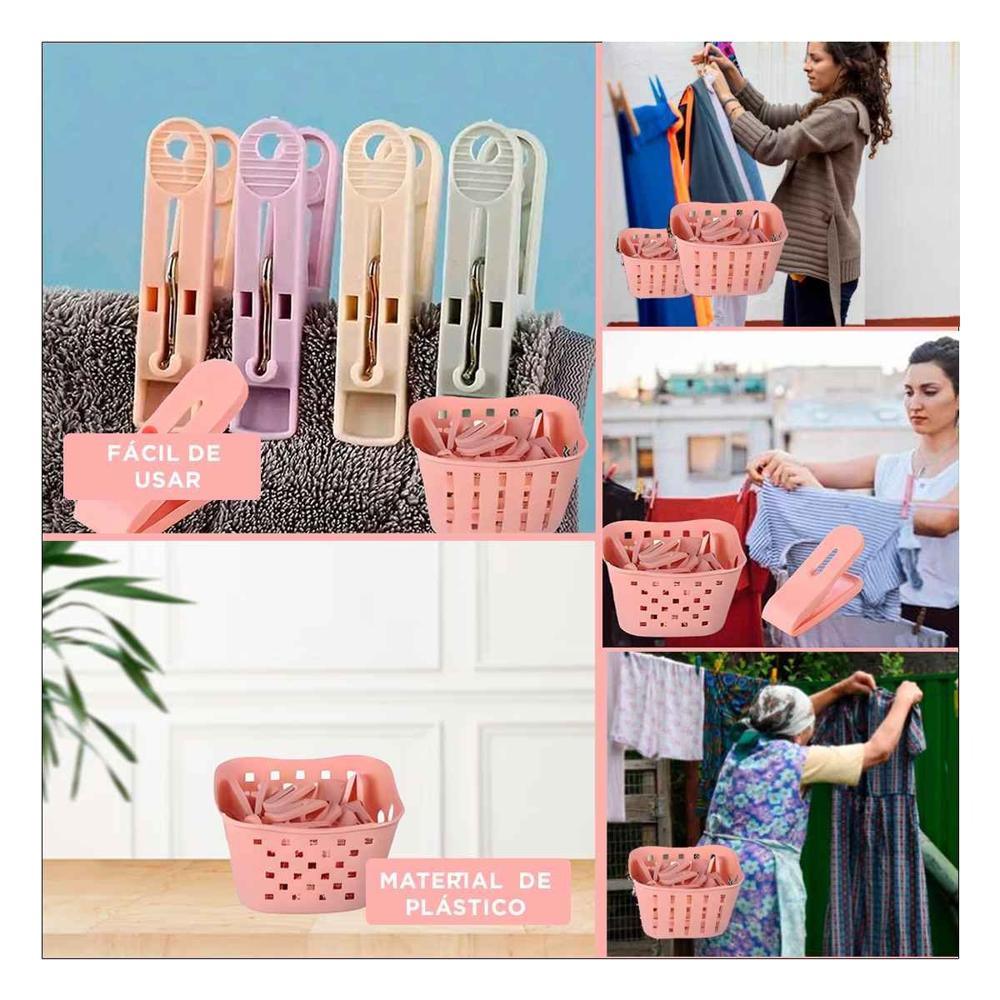 Canasta Moderna Cuadrada con Ganchos para Ropa Rosado Claro para Dormitorio