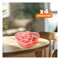 Pack4 Cesto Funcional Rosado Claro en Forma de Corazon para Ganchos Y+Papel Regalo