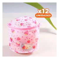Pack12 Contenedor Malla Protectora Ropa Estilo Cilindro Blanco con Fresas Y+Papel Regalo
