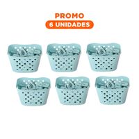 Pack6 Contenedor Versatil Cuadrado con Ganchos para Ropa Verde Claro para Ropa Limpia y Humeda
