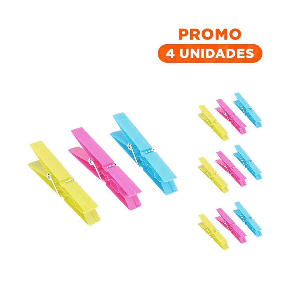 Pack4 Colgadores de Plastico Coloridos 24pcs para Ropa Facil de Usar Y+Regalo Sticker