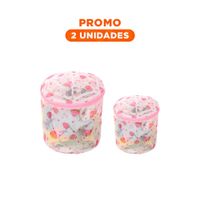 Pack2 Saco Malla Protectora Ropa Estilo Cilindro Blanco con Fresas Seguro
