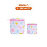 Pack2 Saco Malla Protectora Ropa Estilo Cilindro Blanco con Ositos Seguro