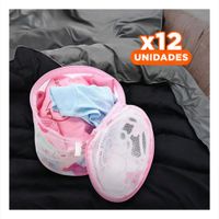 Pack12 Contenedor Malla Lavado Ropa Forma Cilindro Blanco con Ositos Fino Diario