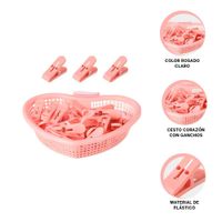 Canasta Innovadora Rosado Claro en Forma de Corazon para Ganchos de Ropa Y+Ligas Regalo