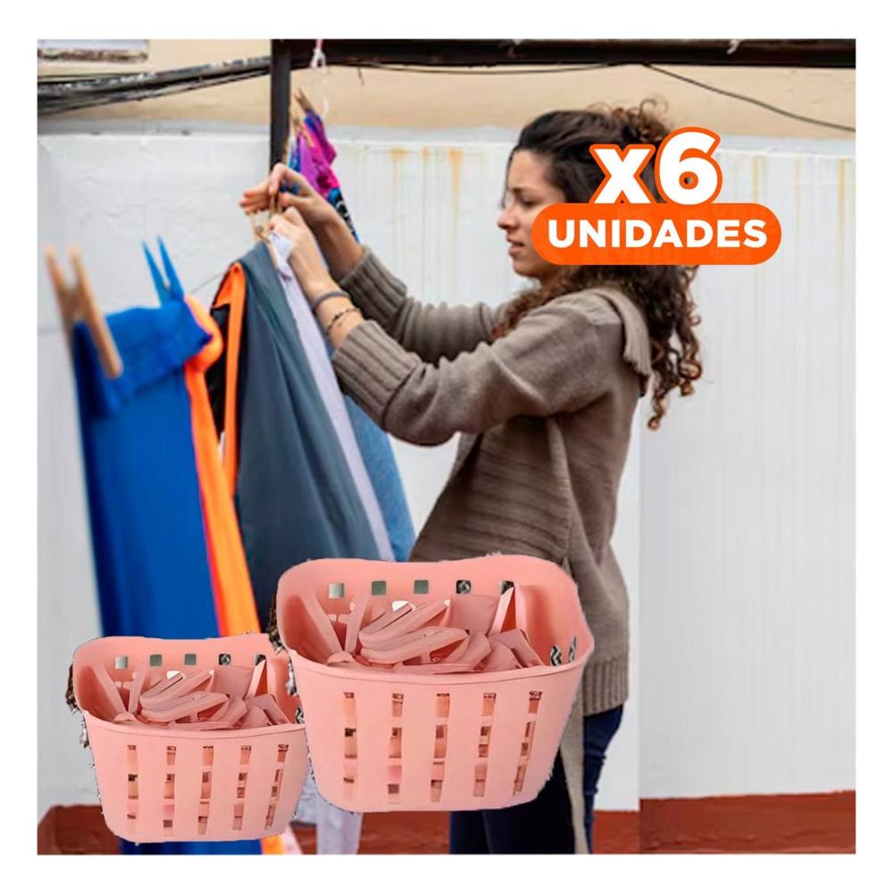 Pack6 Accesorio Cuadrado con Ganchos para Ropa Rosado Claro para Mantener Orden Y+Papel Regalo