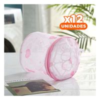Pack12 Contenedor Malla Protectora Ropa Estilo Cilindro Blanco con Corazones Y+Papel Regalo