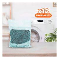 Pack12 Contenedor Malla Lavado Ropa Forma Rectangular 40x30cm Celeste Fino Diario