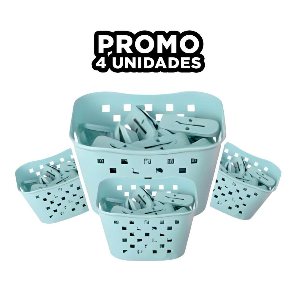 Pack4 Cesto Moderno con Ganchos Verde Claro para Lavar Ropa del Dia a Dia Y+Regalo Sticker