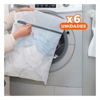 Pack6 Canasta Multiuso 3 Bolsas de Malla para Lavar Ropa Rectangular Blanco Y+Papel Regalo