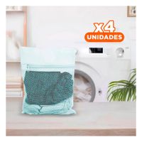 Pack4 Cobertor Malla para Lavar Ropa Diseno Rectangular 40x30cm Celeste Suave