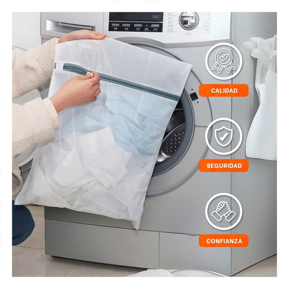 Deposito 3 Bolsas de Malla para Lavar Ropa Rectangular Blanco Y+Papel Regalo