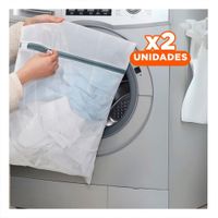 Pack2 Contenedor Multiuso 3 Bolsas de Malla para Lavar Ropa Rectangular Blanco Y+Papel Regalo