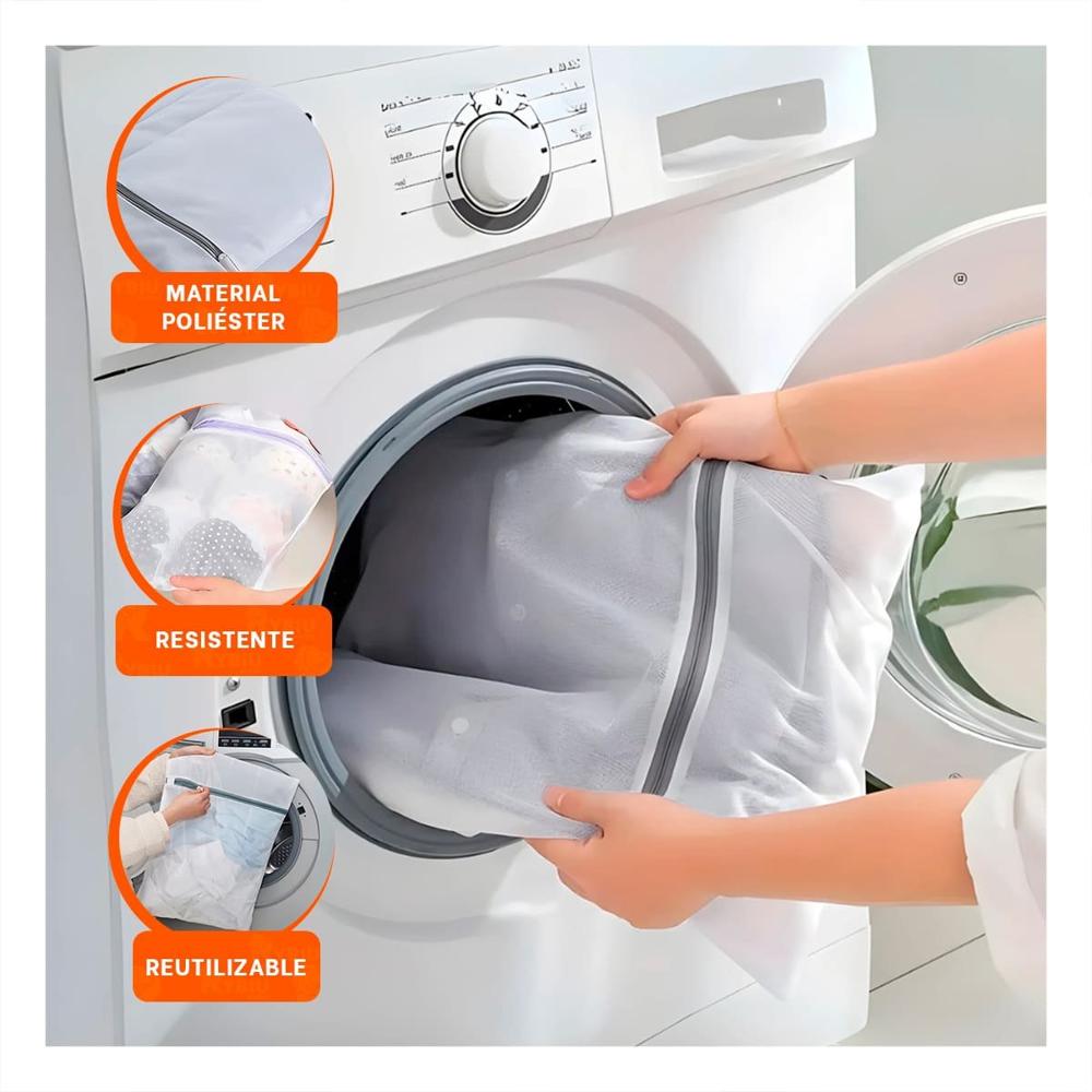 Soporte 3 Bolsas de Malla para Lavar Ropa Rectangular Blanco Y+Post It