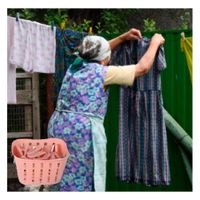 Recipiente Versatil Cuadrado con Ganchos para Ropa Rosado Claro para Casa Y+Regalo Sticker