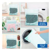 Funda Malla para Lavar Ropa Diseno Rectangular 40x30cm Celeste Suave Hogar