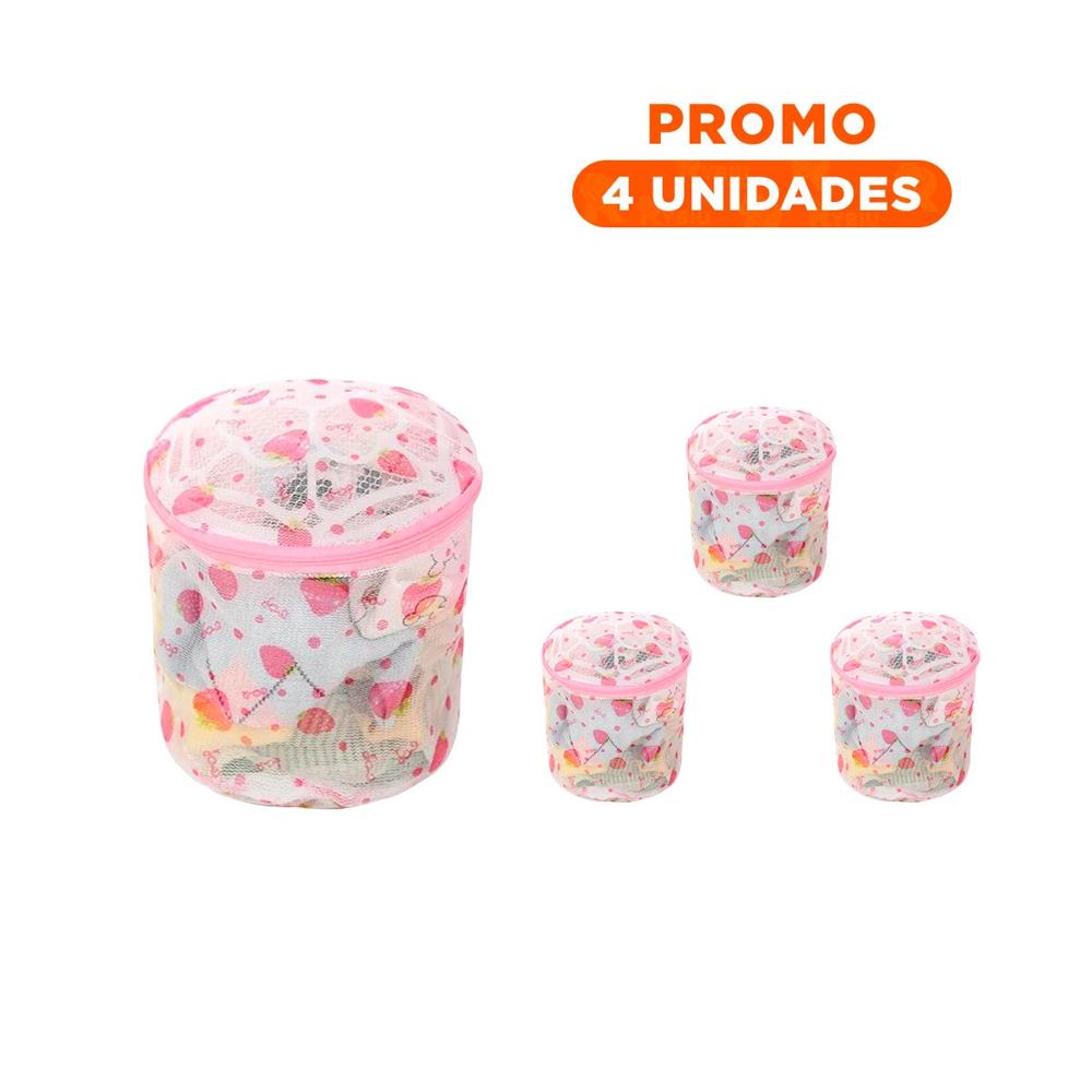 Pack4 Cobertor Malla Protectora Ropa Estilo Cilindro Blanco con Fresas Seguro Y+Regalo Sticker