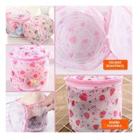 Funda Malla para Lavar Ropa Diseno Cilindro Blanco con Fresas Suave Hogar