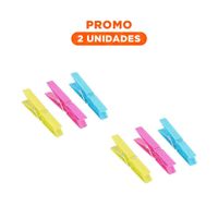 Pack2 Sujetadores Plastico Multicolor 24pcs para Ropa Facil y Seguro