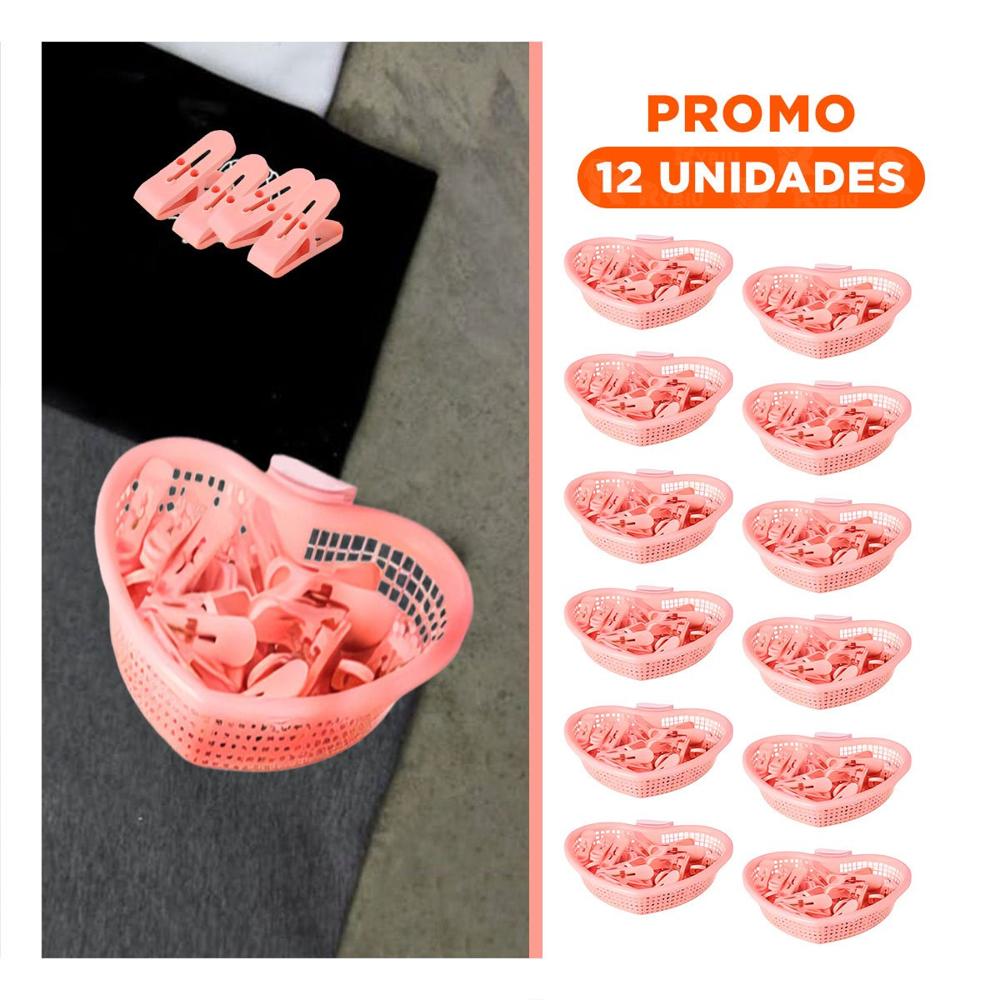 Pack12 Cesto Durable Rosado Claro en Forma de Corazon para Guardar Ganchos Y+Regalo Sticker