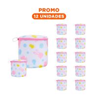 Pack12 Contenedor Malla Lavadora Ropa Diseno Cilindro Blanco con Ositos Firme Y+Regalo Sticker