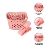 Cesto Organizador Cuadrado con Ganchos para Ropa Rosado Claro para Dormitorio Y+Ligas Regalo