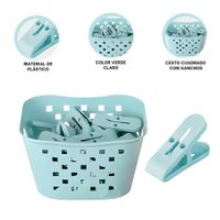 Recipiente Cuadrado con Ganchos para Ropa Verde Claro para Mantener Ropa Humeda Y+Ligas Regalo