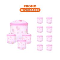 Pack12 Contenedor Malla Lavadora Ropa Diseno Cilindro Blanco con Flores Firme Y+Regalo Sticker