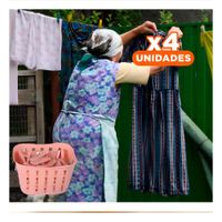Pack4 Canasta Práctica Cuadrada con Ganchos para Ropa Rosado Claro para Casa
