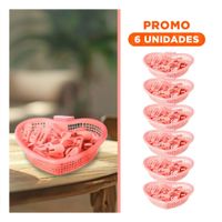 Pack6 Canasta Resistente Rosado Claro en Forma de Corazon para Ganchos de Ropa