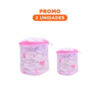 Pack2 Saco Malla Protectora Ropa Estilo Cilindro Blanco con Corazones Seguro