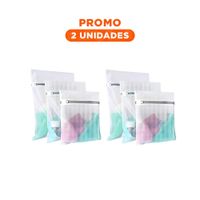 Pack2 Organizador Multiuso 3 Bolsas de Malla para Lavar Ropa Rectangular Blanco