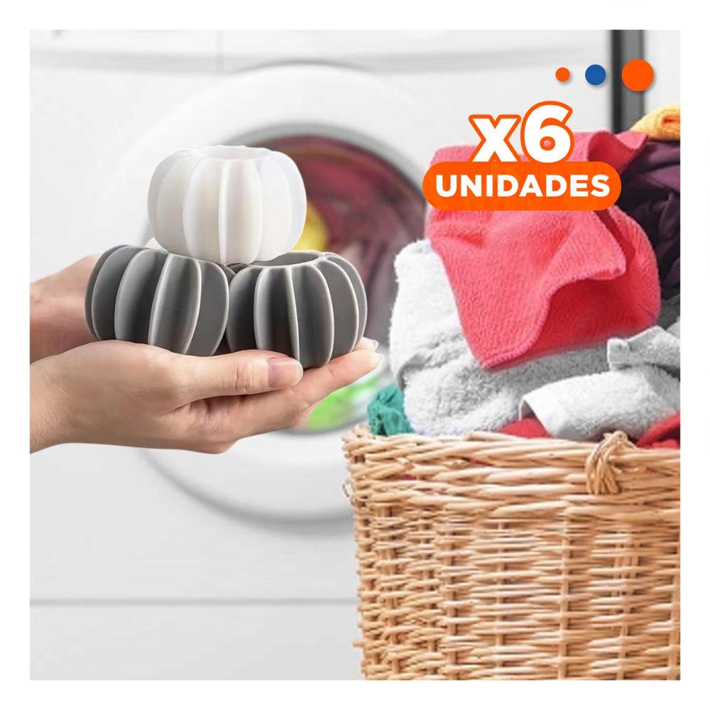 Pack6 Esferas Deserredante Ropa 6 Pzs Blanco Y Plomo Para Ropa Libre De Pelusa Y+Papel Regalo