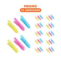 Pack12 Ganchos Plastico Multicolor 24pcs para Lavanderia Seguro Y Regalo Sticker